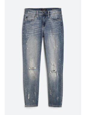 Judy Blue Adelene Mid Rise Girlfriend Jeans | Distressed | 32